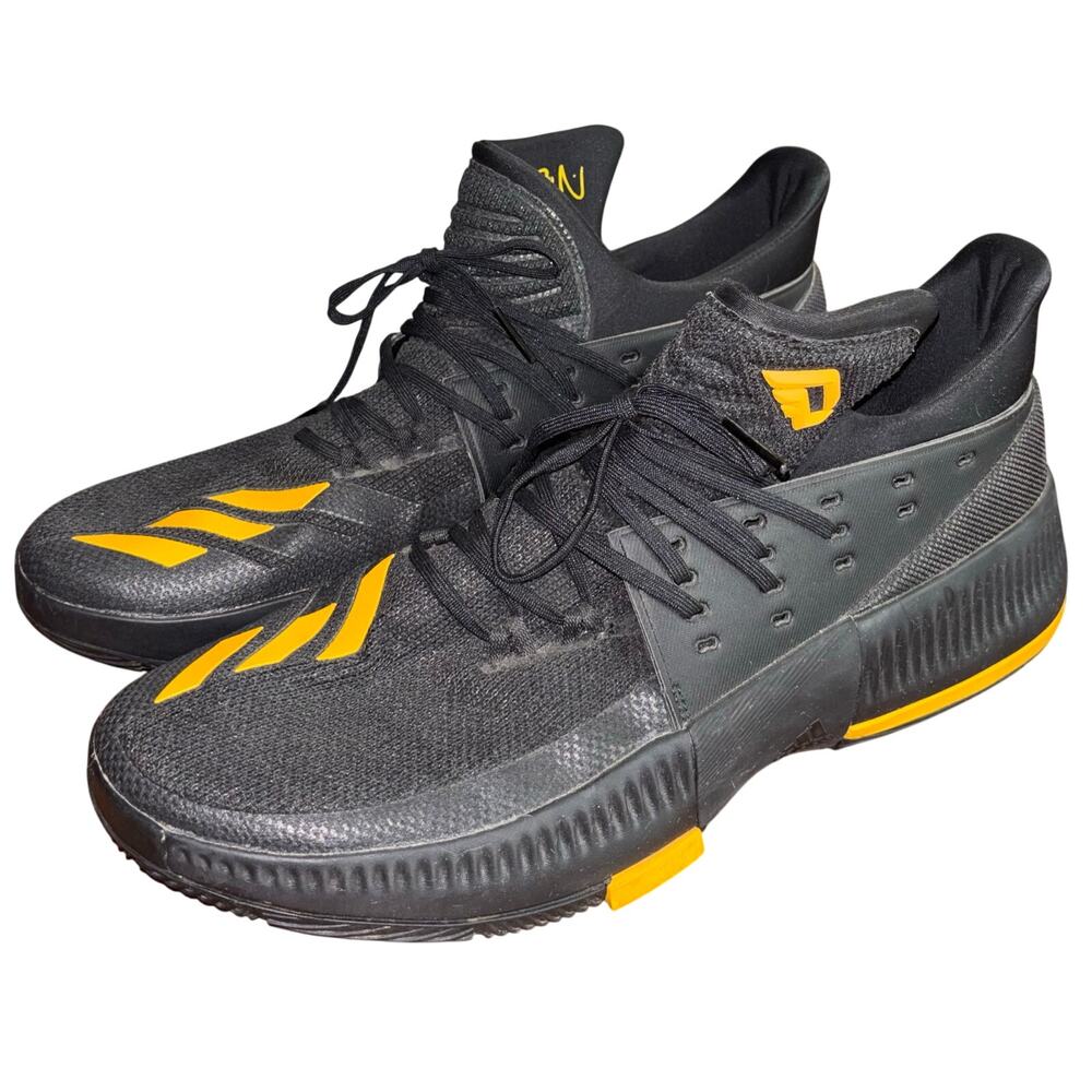 Adidas Dame Lillard 3 basketball shoes men’s black and yellow (size 14)